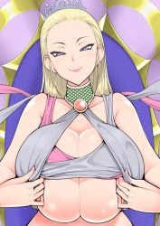 Rule 34 | 1girl, are (arearee), blonde hair, breasts, dragon quest, dragon quest xi, highres, huge breasts, large breasts, looking at viewer, selen (dq11), smile, solo