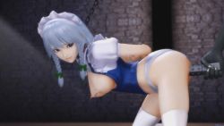 Rule 34 | 1girl, 3d, @oz, animated, animated gif, ass, bouncing breasts, breasts, censored, dildo, female focus, izayoi sakuya, maid, monster, mutual masturbation, nipples, sex, sex toy, tagme, thighhighs, touhou, vaginal, white thighhighs