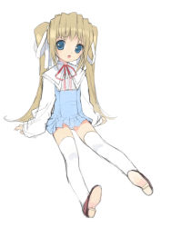 Rule 34 | blue eyes, brown hair, long hair, mibu natsuki, sitting, solo, thighhighs, twintails