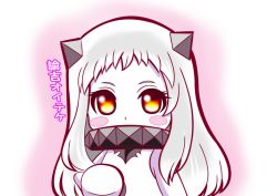 Rule 34 | 10s, 1girl, abyssal ship, ahoge, aka kitsune, bad id, bad pixiv id, blush stickers, colored skin, dress, fake screenshot, horns, kantai collection, long hair, looking at viewer, mittens, northern ocean princess, orange eyes, solo, translation request, white dress, white hair, white skin