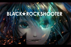 Rule 34 | 10s, bad id, bad pixiv id, black rock shooter, black rock shooter (character), blue eyes, blue hair, colored eyelashes, ena1215, eyelashes, glowing, glowing eye, letterboxed, portrait, solo, text focus