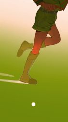 Rule 34 | 1boy, belt, boots, circle, from side, gon freecss, green background, green footwear, green jacket, green shorts, green theme, highres, hunter x hunter, jacket, knee boots, long sleeves, lower body, male focus, running, shadown66, shorts, solo