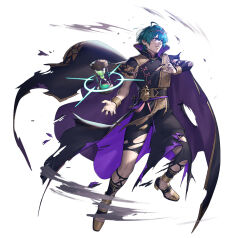 Rule 34 | 1boy, blue eyes, blue hair, byleth (fire emblem), byleth (male) (fire emblem), cape, fire emblem, fire emblem: three houses, fire emblem heroes, hourglass, male focus, nintendo, official alternate costume, purple cape, solo, torn cape, torn clothes