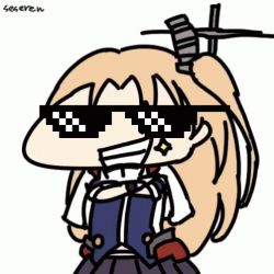 Rule 34 | 1girl, animated, animated gif, azur lane, cleveland (azur lane), crossed arms, deal with it (meme), grin, lowres, meme, seseren, smile, sunglasses