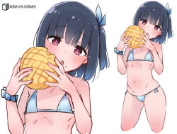 Rule 34 | 1girl, artworks/94352073, bikini, bread, food, kobayashi kobako, melon bread, original, solo, swimsuit