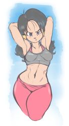 Rule 34 | 1girl, artist request, black hair, breasts, curvy, dragon ball, dragonball z, female focus, solo, twintails, videl