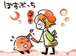 Rule 34 | adeleine, artist request, blush, brown hair, closed eyes, kirby, kirby (series), paint, translation request
