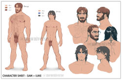 Rule 34 | 2boys, abs, arm hair, bara, beard, beard stubble, bespectacled, chest hair, completely nude, cropped torso, facial hair, flaccid, full beard, glasses, goatee, hairy, large pectorals, luke (mewniverse), magnum opus (mewniverse), male focus, male pubic hair, mature male, mewniverse, multiple boys, multiple views, muscular, muscular male, mustache, navel, navel hair, nipple hair, nipples, nude, pectorals, pubic hair, reference inset, sam (mewniverse), short hair, sideburns, sparse arm hair, sparse leg hair, sparse navel hair, stomach, stubble, thick chest hair, thick eyebrows, thick mustache, thighs, uncensored, undercut