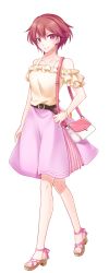 Rule 34 | 1girl, belt, digimon, fujieda yoshino, highres, pink eyes, simple background, solo, white background