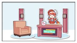 Rule 34 | 2girls, animated, beret, blush, broken wall, chair, chef hat, cup, desk, emphasis lines, english text, closed eyes, facing viewer, feathers, fire, hat, hololive, hololive english, holotalk, james choo, kiryu coco, kiryu coco (dragon), long hair, lounge chair, multiple girls, open mouth, orange hair, orange vest, outline, profanity, red headwear, shirt, shouting, sitting, smile, takanashi kiara, vest, video, virtual youtuber, white headwear, white shirt