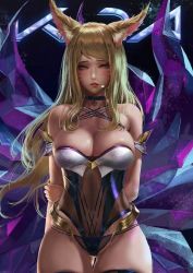 Rule 34 | ahri (league of legends), animal ears, fox ears, fox girl, k/da (league of legends), k/da ahri, league of legends, long hair, looking at viewer, realistic, thighhighs