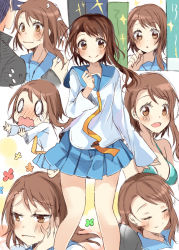 Rule 34 | 0 0, 10s, 1boy, 1girl, :d, :o, blush, brown eyes, brown hair, chocho (homelessfox), expressions, closed eyes, flying sweatdrops, hand on another&#039;s shoulder, ichijou raku, long hair, nisekoi, onodera kosaki, open mouth, outstretched arms, pleated skirt, school uniform, skirt, smile, sparkle, wavy mouth