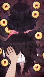 Rule 34 | 1boy, 1girl, 2019, against wall, ahoge, anus, artist name, ass, bad id, bad pixiv id, bent over, black hair, bow, colored sclera, colored skin, extra eyes, facing away, gazer (monster girl encyclopedia), hetero, highres, long hair, looking at viewer, merunyaa, monster girl, monster girl encyclopedia, patreon username, pink bow, pixiv username, pov, pov hands, protected link, pussy, pussy juice, red eyes, signature, solo focus, tail, tentacles, uncensored, waist bow, watermark, white skin, yellow sclera