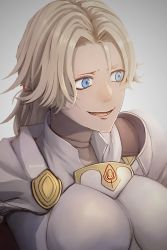Rule 34 | 1girl, armor, blonde hair, blue eyes, boobplate, breastplate, breasts, catherine (fire emblem), choker, fire emblem, fire emblem: three houses, highres, large breasts, long hair, looking at viewer, nintendo, pochiz0, ponytail, solo, upper body