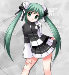 Rule 34 | 1girl, aoya (hoshixii), bad id, bad pixiv id, copyright name, green eyes, green hair, hatsune miku, long hair, matching hair/eyes, nail polish, project diva, project diva (series), project diva extend, skirt, solo, star (symbol), twintails, ura-omote lovers (vocaloid), very long hair, vocaloid