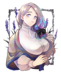 Rule 34 | 1girl, 3rdk0n, blonde hair, blue eyes, bow, breasts, closed mouth, fire emblem, fire emblem: three houses, garreg mach monastery uniform, hair bow, highres, large breasts, long hair, long sleeves, low ponytail, mercedes von martritz, nintendo, simple background, solo, uniform, upper body