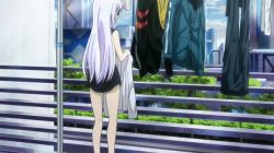 Rule 34 | 10s, 1girl, animated, animated gif, bare legs, bottomless, feet, from behind, isla (plastic memories), laundry, laundry basket, nightshirt, plastic memories, sandals, sleeveless, soles, thighs, tiptoes, white hair