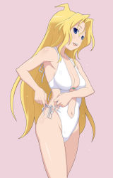 Rule 34 | ahoge, blonde hair, maruto!, one-piece swimsuit, ryuumonbuchi touka, saki (manga), solo, swimsuit, white one-piece swimsuit