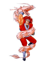 Rule 34 | 1990s (style), dragon, fuuma kotarou (world heroes), game, neo geo, ninja, official art, red hair, retro artstyle, snk, world heroes