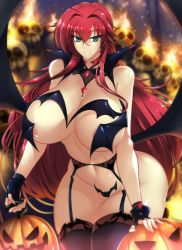 Rule 34 | 1girl, breasts, haganef, halloween, high school dxd, highres, huge breasts, revealing clothes, rias gremory, solo