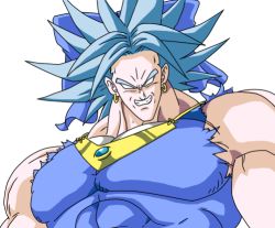 Rule 34 | 1girl, blue hair, broly (dragon ball z), cirno, dragon ball, dragon ball z, dragonball z, ika namo (newtypeexam), lowres, muscular, parody, smile, solo, touhou