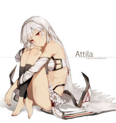 Rule 34 | 10s, 1girl, altera (fate), ankle wrap, arm warmers, artist name, bad id, bad pixiv id, bandeau, bare shoulders, barefoot, bikini, black bikini, blunt bangs, breasts, character name, choker, closed mouth, copyright name, dark-skinned female, dark skin, detached sleeves, fate/extella, fate/extra, fate/grand order, fate (series), feet, frilled skirt, frills, grey hair, groin, hand on own knee, head rest, headpiece, highres, hugging own legs, knees up, layered skirt, leg warmers, long hair, looking at viewer, nail polish, navel, red eyes, revealing clothes, short hair, showgirl skirt, simple background, sitting, skirt, small breasts, solo, swimsuit, sword, toenail polish, toenails, toes, veil, waist cape, weapon, white background, white bikini, white hair, white skirt, yoshimo (yoshimo1516)