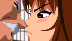 Rule 34 | 1boy, 1girl, age difference, animated, animated gif, blush, brown hair, fatal fury, hetero, jyubei, kiss, old, old man, shiranui mai, snk, the king of fighters