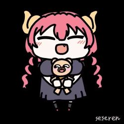 Rule 34 | 1girl, animated, animated gif, closed eyes, dragon girl, dragon horns, fang, horns, ilulu (maidragon), kobayashi-san chi no maidragon, lowres, open mouth, seseren