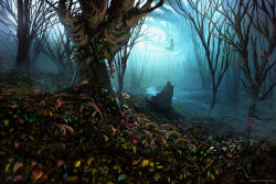 Rule 34 | 1other, absurdres, anato finnstark, artist name, bare tree, berserk, cape, death, dragonslayer (sword), field, flower, fog, forest, from behind, gloom (expression), hanged, hanging from tree, highres, hood, hood up, landscape, leaf, nature, outdoors, plant roots, river, scenery, sword, tree, weapon