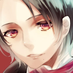 Rule 34 | 10s, 1boy, bad id, bad pixiv id, close-up, kashuu kiyomitsu, kotobuki xxx, looking at viewer, male focus, mole, mole under mouth, parted lips, portrait, red background, red eyes, simple background, solo, touken ranbu, upper body