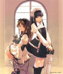 Rule 34 | 00s, 2girls, back-to-back, backlighting, black eyes, black hair, black socks, blunt bangs, bow, bowtie, breasts, brown eyes, brown hair, chair, choker, company name, cross-laced clothes, cross-laced footwear, dated, dress, eyepatch, female focus, flower, frilled dress, frills, from side, frown, gothic lolita, hair bow, hairband, highres, hirano katsuyuki, holding, indoors, kneehighs, light smile, lolita fashion, lolita hairband, long hair, long sleeves, looking at viewer, multiple girls, official art, own hands together, parted bangs, platform footwear, puffy sleeves, ribbon, rose, saitou koyuki, shoes, short dress, sidelocks, sitting, small breasts, smile, socks, standing, steady x study, stuffed animal, stuffed toy, teddy bear, umbrella, usui haruka, v arms, white flower, white legwear, white rose, wide sleeves, window