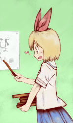 Rule 34 | annaka haruna, blonde hair, hair ribbon, master 621, nichijou, ribbon, school uniform, short hair, tokisadame school uniform