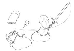 Rule 34 | 2boys, axe, bag, commentary, fighting, greatsword, greyscale, holding, holding axe, holding shield, holding sword, holding weapon, monochrome, multiple boys, original, penis, severed penis, shield, shoulder bag, sketch, suoiresnu, sword, testicles, weapon