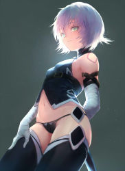 Rule 34 | 1girl, arm belt, bandaged arm, bandages, bare shoulders, black panties, black thighhighs, breasts, dagger, dual wielding, facial scar, fate/grand order, fate (series), gloves, green eyes, hair between eyes, highres, holding, jack the ripper (fate/apocrypha), knife, looking at viewer, lowleg, lowleg panties, otsukemono, panties, parted lips, scar, scar across eye, scar on cheek, scar on face, shoulder tattoo, silver hair, simple background, single glove, small breasts, smile, solo, tattoo, thighhighs, thighs, underwear, weapon