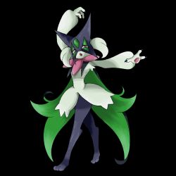 Rule 34 | 1girl, animal feet, animal hands, animal nose, arms up, black background, black fur, body fur, cape, claws, creatures (company), fang, feet, female focus, flat chest, furry, furry female, game freak, green cape, green fur, half-closed eyes, highres, legs, looking at viewer, meowscarada, mew kate, multicolored fur, nintendo, official style, open mouth, outstretched arm, pawpads, pokemon, pokemon (creature), red eyes, simple background, solo, spread fingers, two-sided cape, two-sided fabric