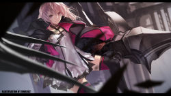 Rule 34 | 1girl, artist name, bad id, blurry, depth of field, letterboxed, looking at viewer, paradise, pink eyes, pink hair, pixiv fantasia, pixiv fantasia fallen kings, short hair, sketch, smile, solo, swd3e2, thighhighs, zettai ryouiki