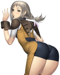 Rule 34 | 00s, 1girl, ass, bent over, blush, braid, brown eyes, brown hair, final fantasy, final fantasy xii, huge ass, kansuke, looking back, penelo, pout, skin tight, solo, twintails