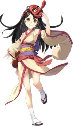 Rule 34 | 1girl, armpits, artist request, black hair, detached sleeves, full body, hair ornament, holding, holding mask, hyoutan, long hair, mask, mask on head, official art, oshiro project:re, oshiro project:re, smile, tengu mask, transparent background, yagyuu (oshiro project), yellow eyes