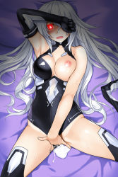 Rule 34 | 10s, 1girl, :o, aftersex, alternate eye color, armlet, armpits, bad id, bad pixiv id, bare shoulders, bed sheet, black gloves, black heart (neptunia), black thighhighs, blush, bodysuit, breast slip, breasts, cleavage, cleavage cutout, clenched hand, clothed masturbation, clothing aside, clothing cutout, cum, cum in pussy, cum pool, cumdrip, elbow gloves, female masturbation, fingering, from above, gloves, glowing, glowing eyes, groin, hair over one eye, halterneck, hand on own face, highleg, highleg leotard, hip focus, kamia (not found), large breasts, leotard, leotard aside, long hair, looking at viewer, lying, magical girl, masturbation, moaning, neptune (series), nipples, noire (neptunia), on back, on bed, one breast out, open mouth, power symbol, power symbol-shaped pupils, pussy juice, raised eyebrows, red eyes, shade, single elbow glove, single glove, solo, spread legs, sweat, symbol-shaped pupils, thighhighs, turtleneck, unworn gloves, very long hair, wavy hair, white hair