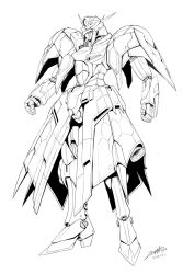 Rule 34 | chiaki tarou, clenched hands, dated, despair memory gundam sequel, full body, gundam, gundam dis, mecha, no humans, official art, robot, science fiction, signature, solo, standing, thrusters, v-fin, white background