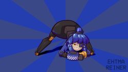 Rule 34 | 1girl, alarm siren, all fours, animated, animated gif, arm cannon, artist name, ass shake, black skirt, blue background, blue eyes, blue hair, borrowed character, checkered trim, commentary, crosshair pupils, ehtmareiner, english commentary, grin, heterochromia, highres, jack-o&#039; challenge, joints, long hair, looking at viewer, looping animation, mimi-sentry, no feet, original, personification, robot, robot girl, robot joints, sharp teeth, simple background, skirt, smile, solo, sunburst, sunburst background, team fortress 2, teeth, two-tone background, v-shaped eyebrows, weapon, yellow eyes
