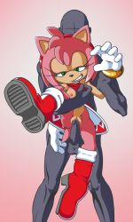 Rule 34 | amy rose, breasts, breasts out, ffisf, grabbing, grabbing another&#039;s breast, highres, imminent penetration, sega, smiley face, sonic (series), tagme
