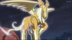 Rule 34 | armor, digimon, digimon (creature), pegasmon, size difference, takaishi takeru, wings
