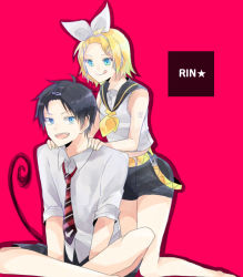 Rule 34 | ao no exorcist, blue eyes, crossover, kagamine rin, okumura rin, tagme, tail, vocaloid