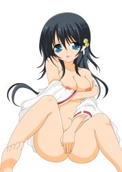 Rule 34 | 1girl, absurdres, anus, ass, black eyes, black hair, breasts, censored, highres, kazane hiyori, legs, long hair, nipples, nude, nude filter, one eye closed, open mouth, pussy, smile, solo, sora no otoshimono, thighs, third-party edit, transparent background, vector trace, wink