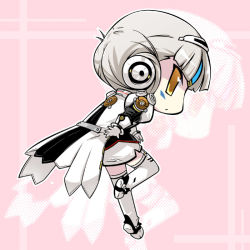 Rule 34 | 1girl, chibi, code: architecture (elsword), elsword, eve (elsword), facial mark, forehead jewel, pink background, sakumo (karatama), simple background, solo, tagme, thighhighs