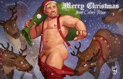 Rule 34 | 1boy, abs, animal, armpit hair, armpit hair peek, ass, bara, beard stubble, bestiality, blonde hair, blush, celeryman, christmas, clenched teeth, facial hair, feet out of frame, half-erect, hat, highres, holding, holding sack, large pectorals, male focus, male pubic hair, mature male, merry christmas, muscular, muscular male, navel, navel hair, nipples, no male underwear, original, pectorals, penis, penis peek, pubic hair, red hat, reindeer, sack, santa costume, santa hat, short hair, snowing, solo, sparse navel hair, stomach, strongman waist, stubble, suspenders, teeth, thick eyebrows, thick thighs, thighs, tongue, tongue out, undressing another, yaoi