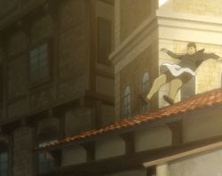 Rule 34 | 2boys, animated, animated gif, building, fat, fat man, jumping, lowres, multiple boys, non-web source, parkour, rolling, running, shingeki no kyojin