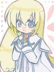 Rule 34 | 00s, 1girl, blonde hair, colette brunel, dress, female focus, gloves, long hair, oekaki, pale color, smile, solo, tales of (series), tales of symphonia, white background, white dress, white gloves, wings