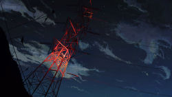Rule 34 | banishment, cloud, cloudy sky, commentary request, grass, highres, night, night sky, no humans, original, outdoors, revision, scenery, sketch, sky, transmission tower